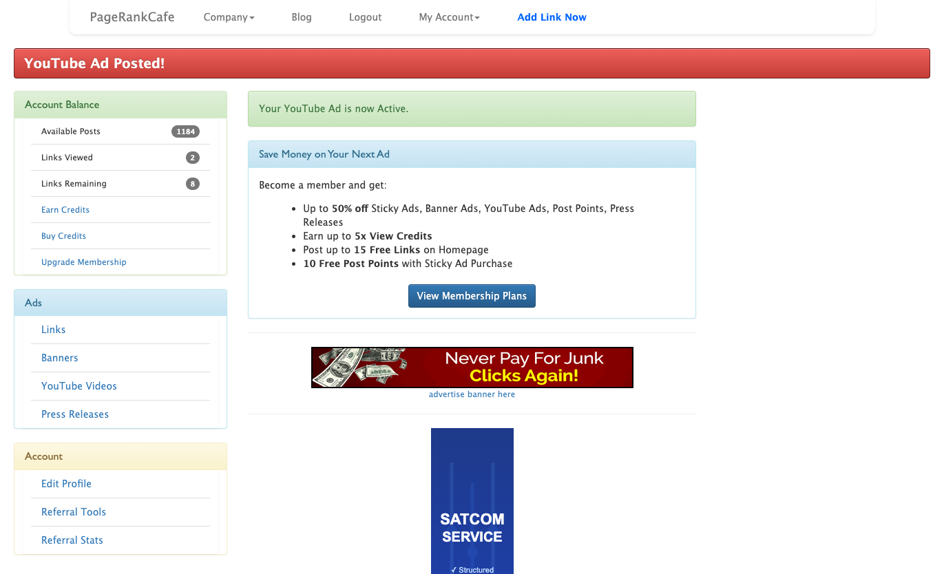 YouTube ad posted successfully